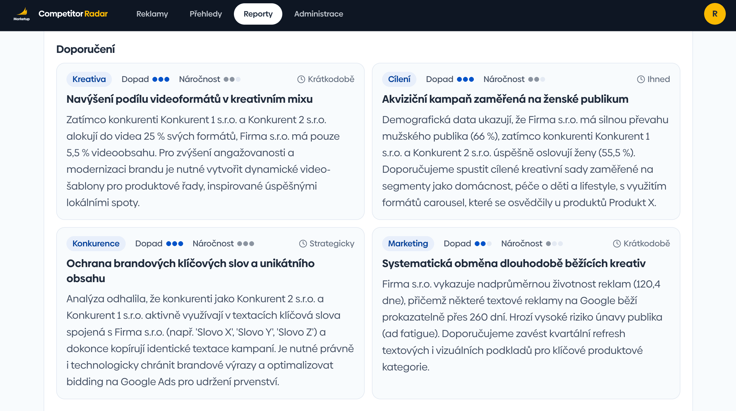 Report – shrnutí investic, podílů na trhu a srovnání značek